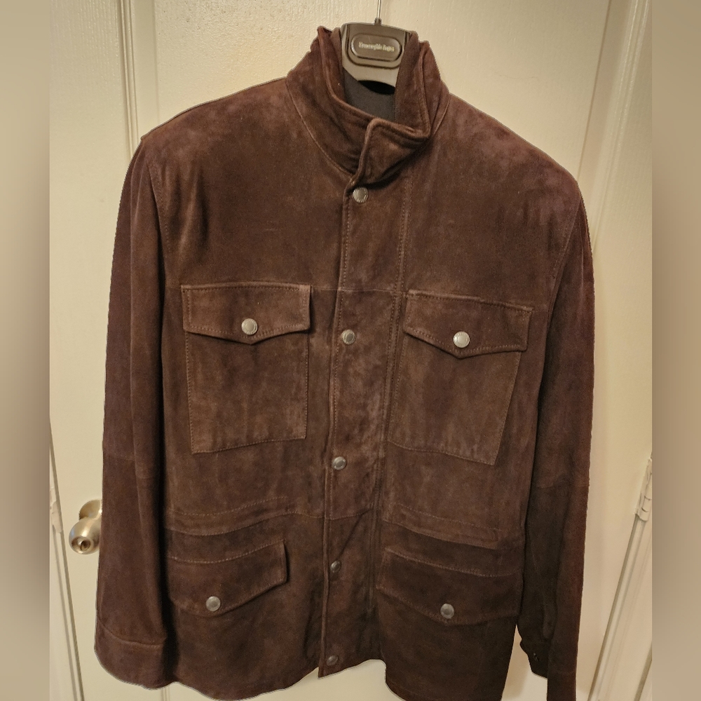 Chocolate Brown Suede 3/4 length Joseph by Jos A Bank men's jacket